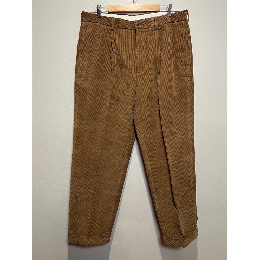 Brooks Brothers 346 Corduroy Pants Mens 36x30* Brown Pleated Cuffed Classic Fit
